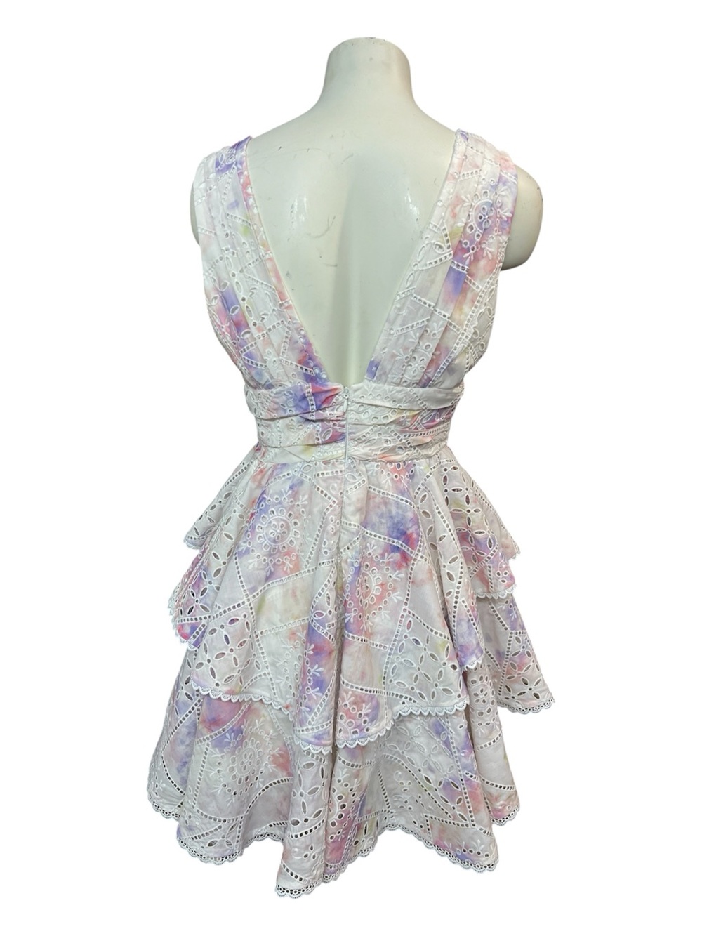 Gianni Bini Eyelet Ruffle Tiered Mini Dress Size 4 - Picture 3 of 6